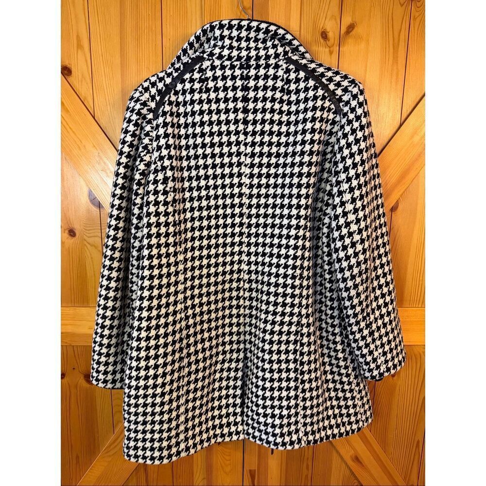 Vintage Apt. 9 Black White Houndstooth Lined Wool Blend Coat READ Size Large (64 - Picture 8 of 12